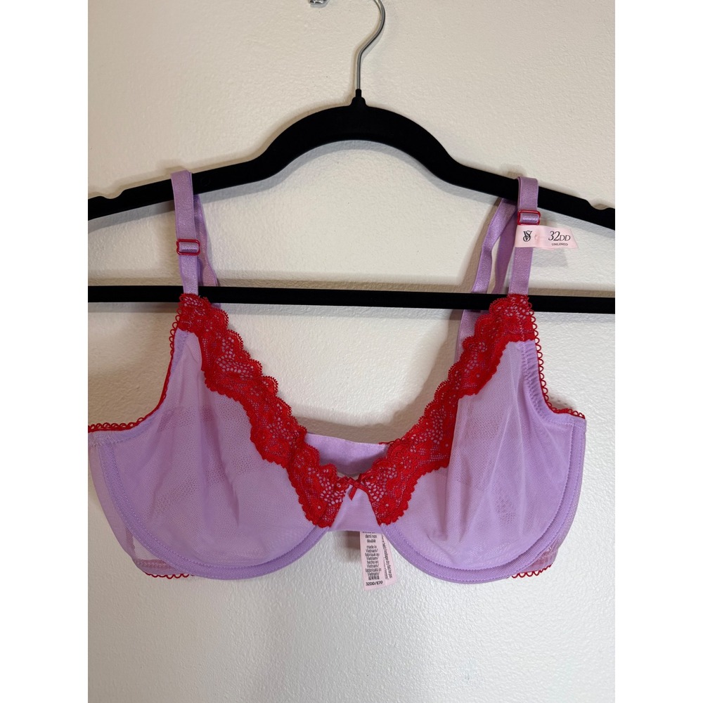 Victoria's Secret Unlined Demi Bra 32DD Purple NWT